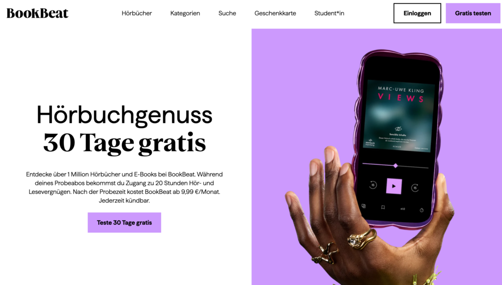 Bookbeat Webseite
